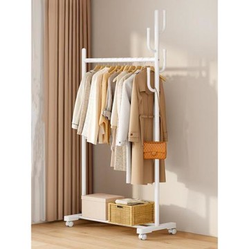 晾衣架落地單桿式掛衣架家用帶輪移動宿舍室內陽臺金屬曬衣架小型