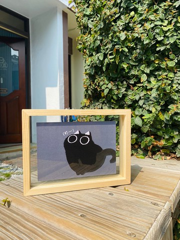 【 松木玻璃雙面相框】似顏繪、感謝紀念小卡