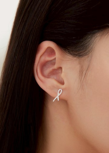 絲帶小鑽・純銀耳環