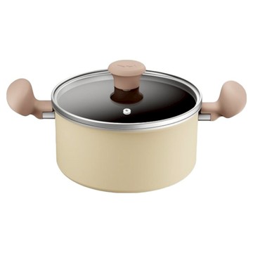 Tefal 特福 Daisy系列 IH爐/電磁爐適用 不沾鍋雙耳湯鍋 附蓋  20cm  米色  1個