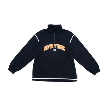 NBA 落肩 半開襟 長袖上衣 尼克隊 黑色-3451100120