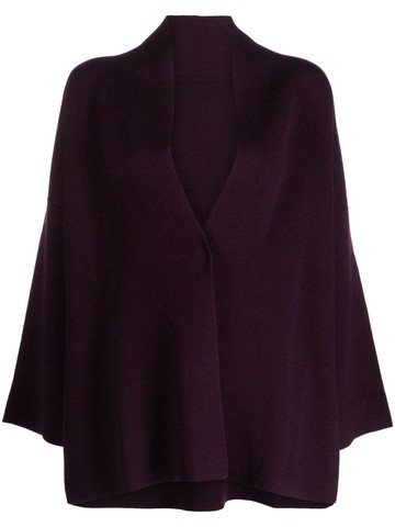 Le Tricot Perugia - V-neck wool blend cardigan - women - Cashmere/Virgin Wool/Spandex/Elastane/Polyamide/Silk - L - Purple