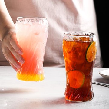茶咖美器韓式ins錘紋玻璃杯冰拿鐵咖啡杯高顏值冷飲蘇打氣泡水杯