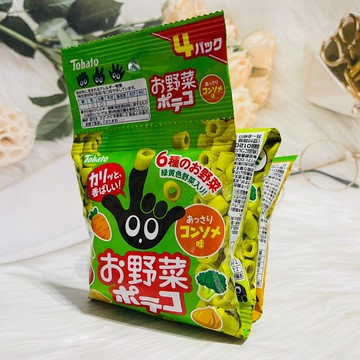 潼漾小舖 日本 tohato 東鳩 四連餅乾 迷你手指圈圈餅-野菜雞汁風味 洋芋圈 52g