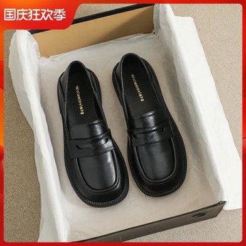 小皮鞋女夏新款平底百搭樂福鞋英倫休閑單鞋大碼女鞋41到43春秋款