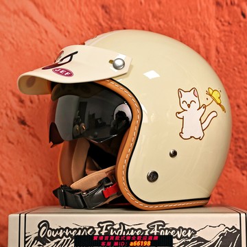 【台灣公司 可開發票】臺灣JEF頭盔覆古半盔卡通3/4盔男女士3C電動摩托車騎行親子盔四季