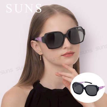 【SUNS】時尚韓版ins大框偏光墨鏡/套鏡 英倫風霧紫系列 防滑鏡腳 抗UV400+濾藍光 防眩光