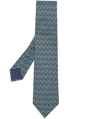 Hermès - 2000s pre-owned spurs print silk necktie - men - Silk - One Size - Blue