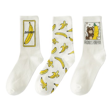 大唐襪業 D73 ins香蕉卡通個性中筒潮襪男女日係原宿風滑板長襪子棉