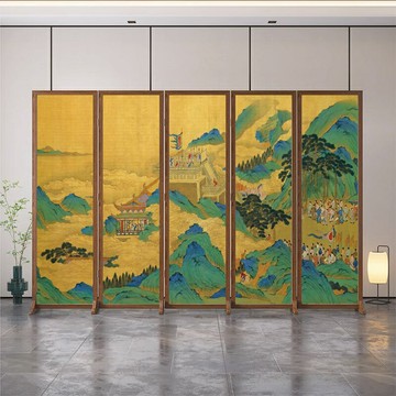 定制新中式折疊移動屏風隔斷客廳可入戶茶室背景臥室遮擋中古國風/屏風/擋風屏/隔斷屏/遮擋屏/折疊屏/玄關屏風/客廳屏風