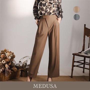 現貨【MEDUSA 曼度莎】高腰修身側釦西裝長褲 - 2色（M-XL）｜女長褲 女長寬褲 通勤褲 西裝褲