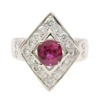 JEWELRY 無品牌珠寶 紅寶石 鑽石 PT900鉑金 戒指 【二手名牌BRAND OFF】