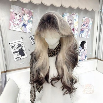 💖人氣熱賣💖【暹羅貓】假髮女長髮漸變高層次暹羅貓爆頂染長  捲髮  仿真假髮套