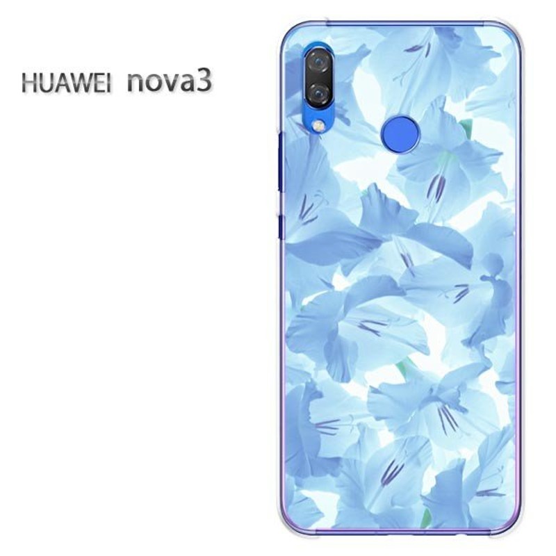 nova3 ケース カバー HUAWEI デザイン ゆうパケ送料無料花(ブルー ...