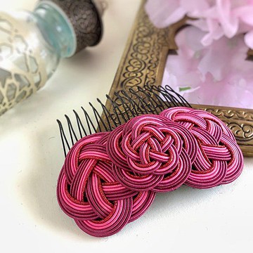 髮梳 [Suho] Mizuhiki 髮飾洋紅色日式漿果