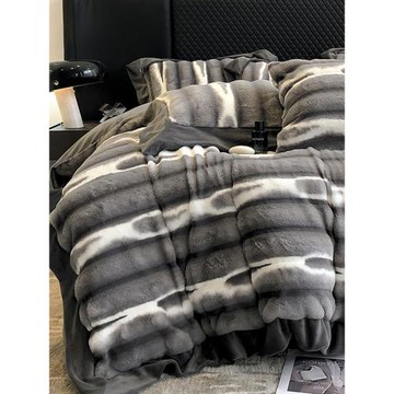 高端牛奶絨四件套輕奢風加厚保暖珊瑚絨法萊絨皮草絨加絨被套床品