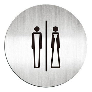 迪多Deflect-o 高質感鋁質圓形貼牌-洗手間 #610310C 　