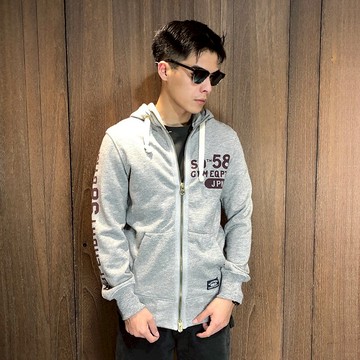 美國百分百【全新真品】Superdry 極度乾燥 棉質 連帽外套 刷毛 復古 男 麻灰色 S/XL號 特價 E929