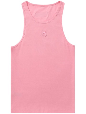 Marine Serre - Crescent Moon-embroidered tank top - women - Elastane/Organic Cotton - M - Pink