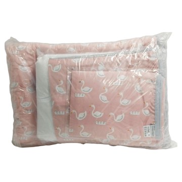 ahtty blanc 兒童人造絲涼感睡墊3件組 (枕頭1入+毯子1入+墊子1入)  Pink Swan  枕頭 70 x 30cm + 毯子 150 x 110cm + 墊子 150 x 100cm