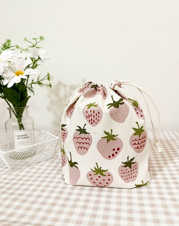 集福系列立體束口袋/旅行收納袋/萬用防塵袋/可愛草莓款
