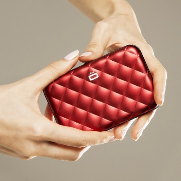 漂亮俏媽咪【OgonDesigns】Quilted Button RFID 法國安全防盜菱格紋卡匣 - Red 紅色 旅行 出國 出遊 送好友 生日禮 生日快樂 開運錢包 好運