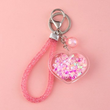 流沙愛心鑰匙扣掛件創意個性可愛女汽車鑰匙鏈圈環書包掛飾禮品