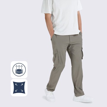 輕盈快乾多口袋工作長褲－卡其灰色