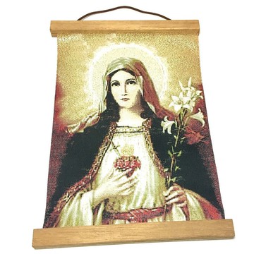 土耳其傳統手工畫卷 獨特精緻 聖母 掛畫 壁掛飾 含掛軸 81701-1