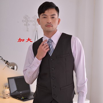 更改商標中，庫存售完為止【大尺碼-M-981B 】潮流時尚辦公室男西裝背心(黑色條紋)