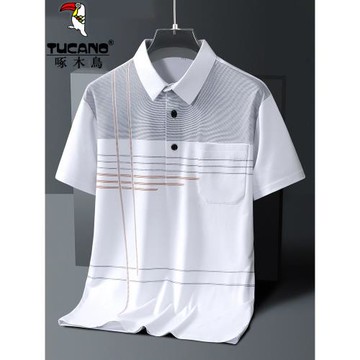 啄木鳥夏季冰絲POLO衫男t恤商務休閑薄款透氣爸爸裝速干短袖上衣