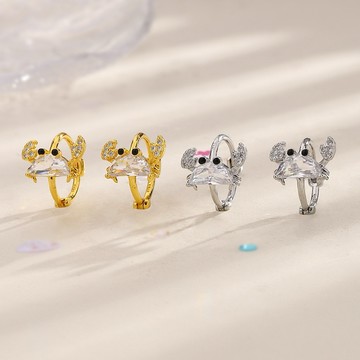 Sweet Air N21 日韓流行耳飾 可愛螃蟹造型圈圈耳飾 耳針 耳環