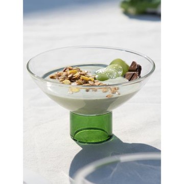 三宅家日式耐高溫透明玻璃碗甜品高腳碗拼色燕窩碗冰淇淋碗酸奶碗