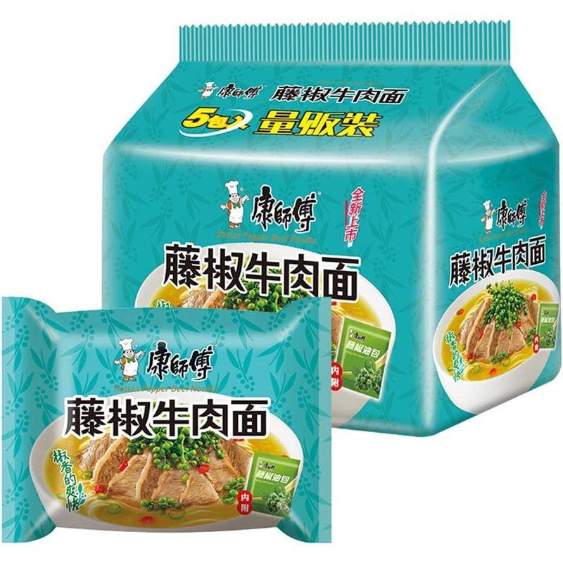 泡面 藤椒牛肉面 方便面 インスタント麺 康?傅藤椒牛肉面 五?包 108g*5袋