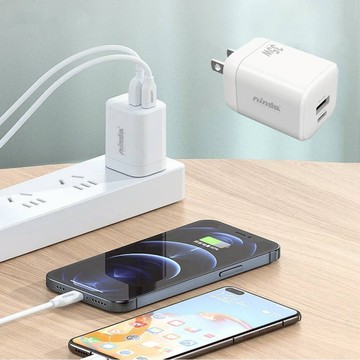 ninda 35W氮化镓PD超快速充電電源供電器(1C+1A孔) 002006 黑色