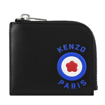 KENZO 5PM723 Boke Flower 品牌小花L型拉鍊零錢包.黑