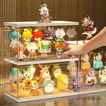 KAMAN泡泡瑪特展示櫃亞克力帶燈盲盒收納展示架透明樂高公仔擺櫃 EHR8