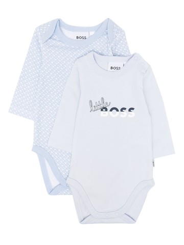 BOSS Kidswear - logo-print babygrow set - kids - Elastane/Organic Cotton - 9 - Blue