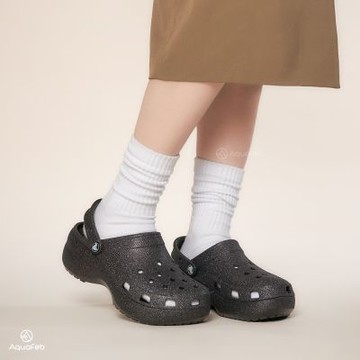 Crocs Classic Platform 女鞋 閃耀黑色 洞洞鞋 厚底增高 卡駱馳 休閒 涼拖鞋 207241001