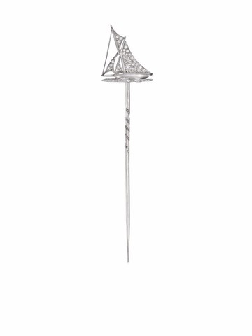 Pragnell Vintage - 18kt white gold Art Deco diamond yacht pin - women - 18kt White Gold/Diamond - One Size - Silver