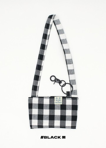 格紋飲料提袋-黑色