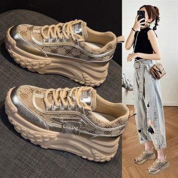 復古厚底老爹鞋女2025春秋季新款內增高女鞋小個子爆款休閑運動鞋