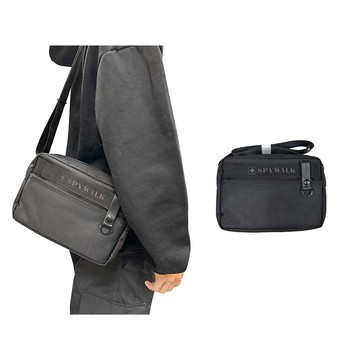 ~雪黛屋~spywalk 斜側包中容量二主袋+外袋共四層防水尼龍布sw1150(中)