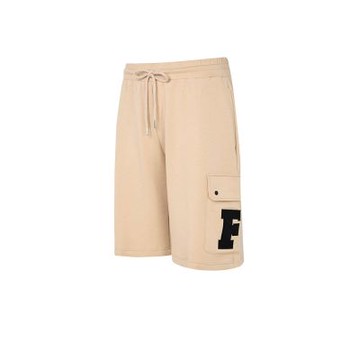 FILA官方直營 男款 #復古飛馳 中性款莫代爾運動短褲 運動褲 休閒褲-卡其 1SHZ-5407-KK