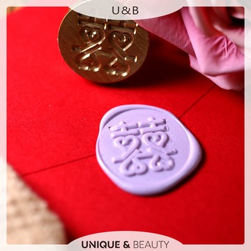U&B░ 台灣現貨｜幸福婚禮 結婚 賀卡 喜帖 火漆章 銅頭【A346】