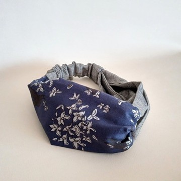 交叉款髮帶 髮箍 鳥花青 × 牛仔藍 5