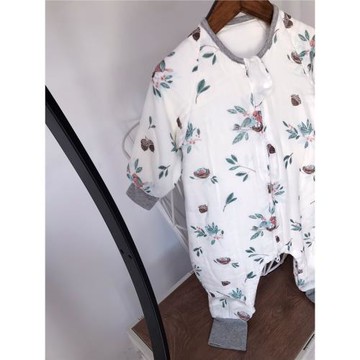 6層竹棉紗布睡袋 嬰兒童秋冬連體衣六層紗布防踢被無骨貼身家居服