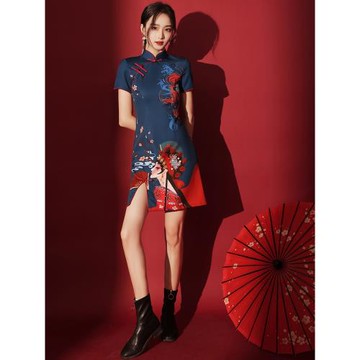 國潮旗袍年輕款2025年新款夏季改良少女小個子復古炸街中國風短款