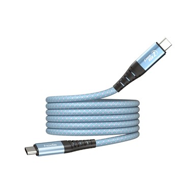 hoda | 27W【USB-C to Lightning 】磁吸收納編織快速充電線 黑/藍