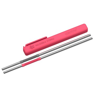 asobu 環保不鏽鋼可彎折雙色吸管 俏麗桃  2支  1組